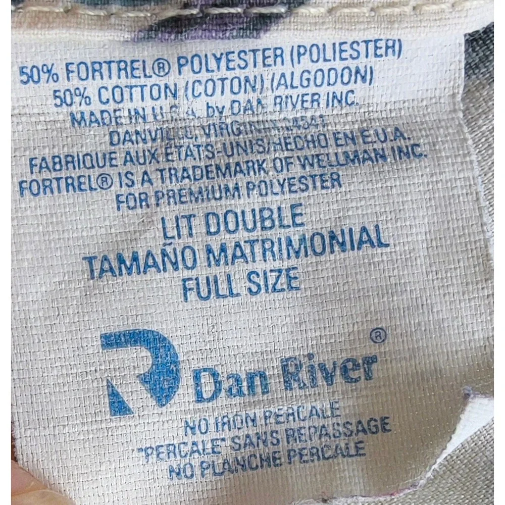 Vintage Dan River Floral Percale Sheet Set Full Size Botanical Cottagecore USA